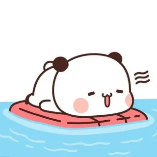 🤍 팬더, 귀여운, 만화, 수영장, 휴식, 여름 telegram sticker
