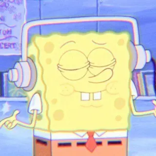 🌼 SpongeBob Bob Esponja, fones de ouvido, desenho animado, animado whatsapp sticker