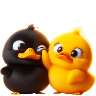 ☺️ lindo, patos, amarillo, negro, dibujos animados, adorable telegram sticker