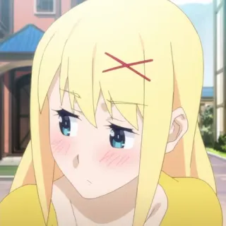 💫 Darkness KonoSuba アニメ, 金髪, ダクネス, このすば, ファンアート, 悲しい telegram sticker