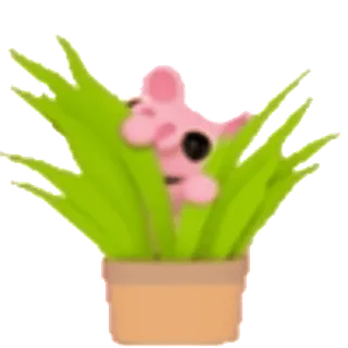 🌾 만화, 귀여운, 분홍색, 돼지, 잔디, 화분, 동물 whatsapp sticker
