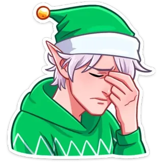 🤦‍♂️ elfo, natale, triste, deluso, arrabbiato, cartone animato, personaggio telegram sticker