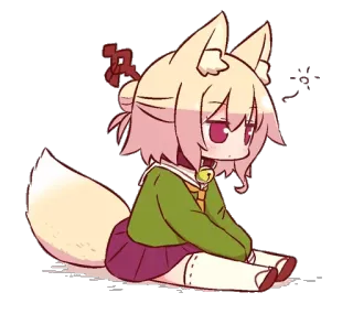 🙂 anime, fox, girl, cute, kawaii, animal ears, sitting telegram sticker