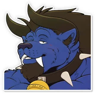 😏 Furry, Anthro, Cartoon, Dier, Blauw telegram sticker