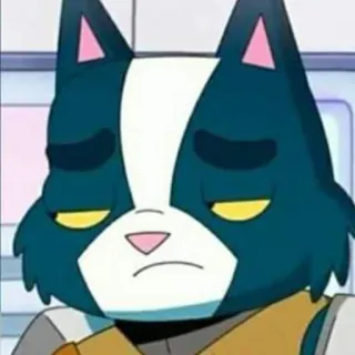 😔 Mooncake Final Space dessin animé, animal, chat, endormi, fatigué, animé whatsapp sticker