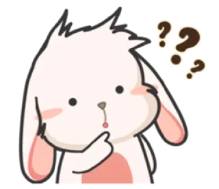 🤔 coelho, coelhinho, ponto de interrogação, pensando, fofo, adesivo telegram sticker