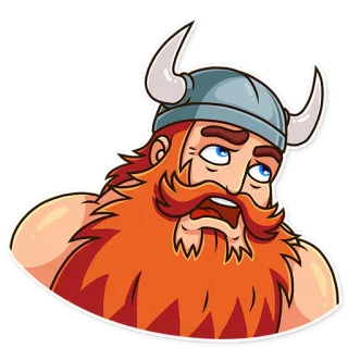😩 Viking, Helm, Cartoon, Middeleeuws, Krijger, Noords telegram sticker
