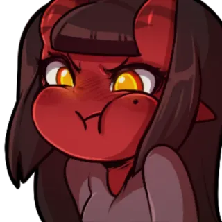 😡 démon, en colère, dessin animé, animé, rouge, fille telegram sticker