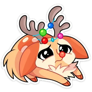 🥺 rendier, kerst, schattig, sticker, cartoon, vakantie telegram sticker