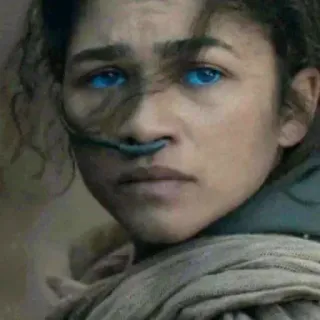 😐 Chani Dune Zendaya, Dune, Chani, movie, science fiction, blue eyes telegram sticker