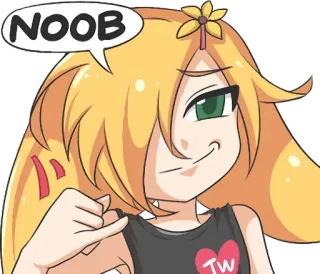 👎 NOOB noob, gamer, character, girl, flower, blonde telegram sticker