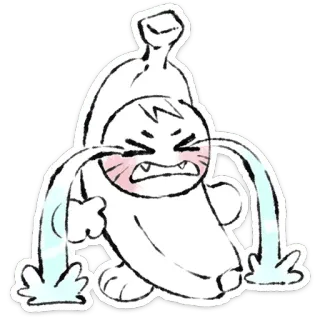 🐱 weinen, traurig, tränen, banane, cartoon, emotion whatsapp sticker