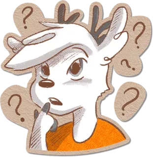 😯 олень, вопрос, думает, в замешательстве, животное, мультфильм telegram sticker