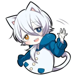 👋 cat, kawaii, chibi, anime, manga, cute, sticker telegram sticker