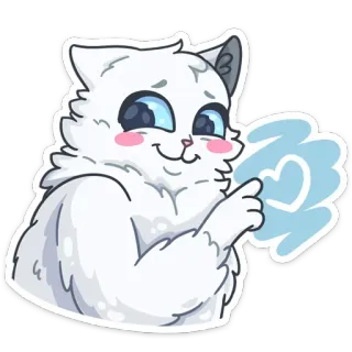 ❤️ cat, cute, heart, animal, sticker, white, fluffy telegram sticker
