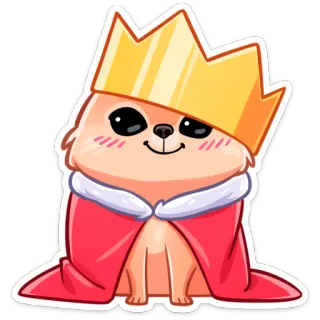 🤴 개, 왕, 왕관, 귀여운, 동물, 만화, 왕실, 애완동물 telegram sticker