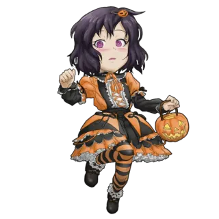 🎃 anime, halloween, cute, cartoon, girl, chibi, pumpkin, dress telegram sticker