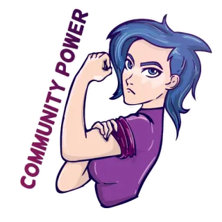 💪 COMMUNITY POWER 女の子, コミュニティ, 力, イラスト, フェミニスト, 強さ telegram sticker
