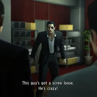 👿 Majima Goro Yakuza This guy's got a screw loose. He's crazy! videogioco, pazzo, svitato, yakuza, majima goro telegram sticker