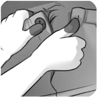 🩳 hands, fastening, buttoning, clothing, monochrome, close-up, dressing whatsapp sticker