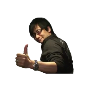 👍 Hideo Kojima polegar para cima, desenvolvedor de jogos, Kojima, sucesso, aprovação telegram sticker