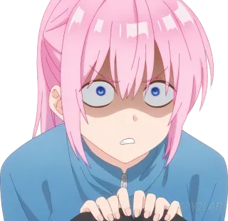 🤬 anime, shocked, girl, pink hair, worried, blue eyes, cartoon telegram sticker