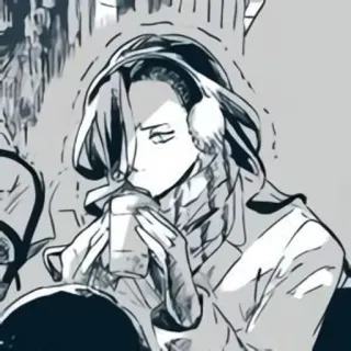 🥶 Anime, Cartoon, Manga, Winter, Ohrenschützer, Kaffee whatsapp sticker