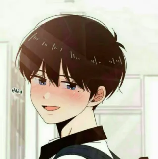 😊 Haha Anime, Junge, Niedlich, Lächeln, Erröten, Cartoon telegram sticker
