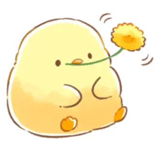 😗 милый, животное, желтый, птица, одуванчик, каваий, мультфильм, стикер telegram sticker