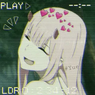 ❤️ Zero Two Darling in the Franxx #Yue Anime, Zero Two, Darling in the Franxx, Herz, Teufelshörner, Mädchen telegram sticker