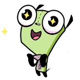 🤩 Gir Invader Zim cartoon, alien, cute, robot, happy telegram sticker