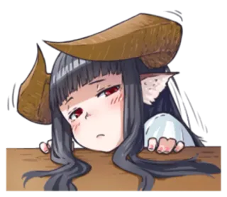 😑 Anime, Mädchen, Dämon, Hörner, Niedlich, Digitale Kunst telegram sticker