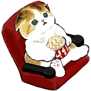 😫 kucing, popcorn, film, imut, hewan, anak kucing, bioskop telegram sticker