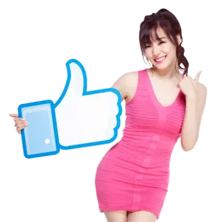 👍 Jempol ke atas, Suka, Wanita, Gaun, Positif, Persetujuan telegram sticker