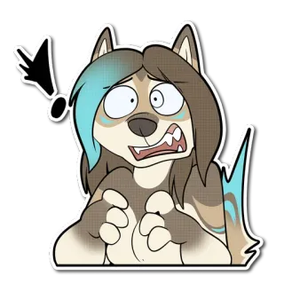 😱 furry, wolf, scared, cartoon, distressed telegram sticker