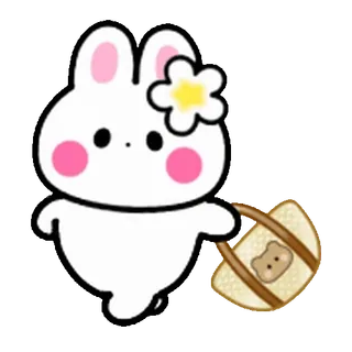 ⭐ 동물, 토끼, 카와이, 귀여운, 꽃 telegram sticker