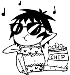 😎 CHIP Kartun, Kacamata hitam, Keripik, Cemilan, Musik, Keren telegram sticker