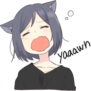 😴 Yaaaaawn yawn, cat, anime, sleepy, tired, cute whatsapp sticker