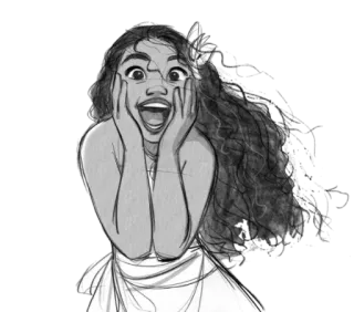 😱 Moana disney, prinzessin, aufgeregt, cartoon whatsapp sticker