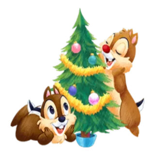 🎄 Chip and Dale чип и дейл, рождество, новогодняя ёлка, disney, мультфильм, белки telegram sticker