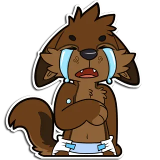 😭 fictional animal crying, furry, diaper, sad, cartoon, animal, tears, distressed telegram sticker
