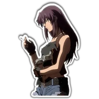 💕 Revy Black Lagoon Anime, Arma da fuoco, Donna, Fumo, Sigaretta, Revy, Black Lagoon telegram sticker