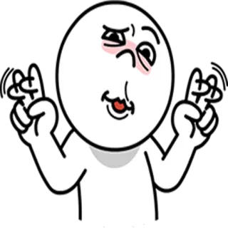 ✌ gesto, cartone animato, divertente, bianco, personaggio, illustrazione telegram sticker