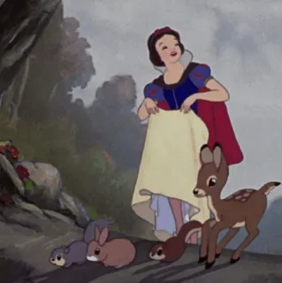 ⛄️ Snow White Snow White and the Seven Dwarfs 디즈니, 공주, 숲, 동물, 만화 telegram sticker