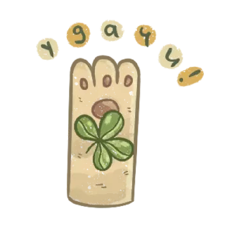 🍀 gagayu! chance, trèfle, trèfle, pied, dessin animé, mignon, feuille telegram sticker