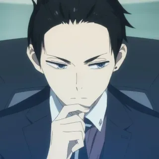 💰 Anime, Mann, Anzug, Denken, Ernst, Detektiv telegram sticker