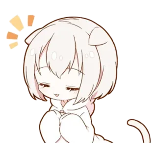 🌟 Anime, Gatto, Kawaii, Carino, Chibi, Adesivo whatsapp sticker