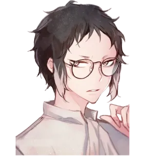 🤓 Anime, Charakter, Brille, Porträt, Mann telegram sticker