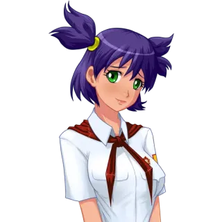 😊 anime, chica, bufanda, coletas, ojos verdes telegram sticker