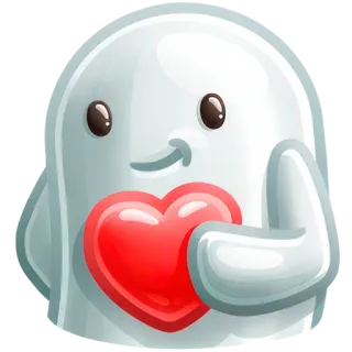 ❤️ fantasma, amore, cuore, carino, cartone animato whatsapp sticker